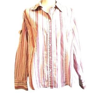 Pink Striped Top by i. e. Relaxed Woman Size 1X Versatile Vintage